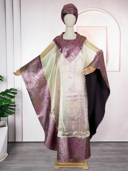 African Dresses for Women – Plus Size Loose Boubou Robe Outfit Suit