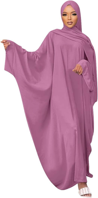 IMEKIS Muslim Dress for Women Hijab Abaya Batwing Sleeve Islamic Maxi Prayer Dress Plain Loose Jilbab Plus Size Middle East Dubai Turkey Arabic Khimar Kaftans