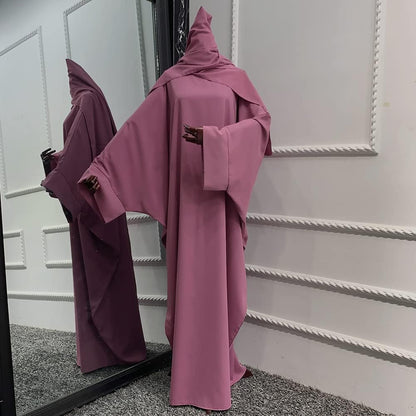 IMEKIS Muslim Dress for Women Hijab Abaya Batwing Sleeve Islamic Maxi Prayer Dress Plain Loose Jilbab Plus Size Middle East Dubai Turkey Arabic Khimar Kaftans