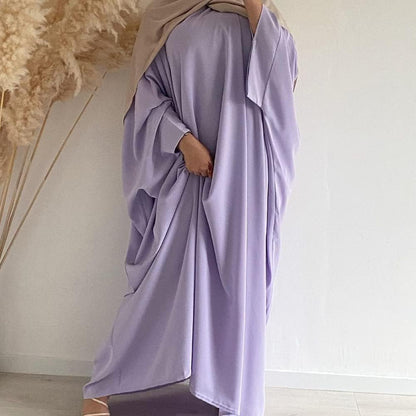 IMEKIS Muslim Dress for Women Hijab Abaya Batwing Sleeve Islamic Maxi Prayer Dress Plain Loose Jilbab Plus Size Middle East Dubai Turkey Arabic Khimar Kaftans