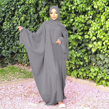 IMEKIS Muslim Dress for Women Hijab Abaya Batwing Sleeve Islamic Maxi Prayer Dress Plain Loose Jilbab Plus Size Middle East Dubai Turkey Arabic Khimar Kaftans