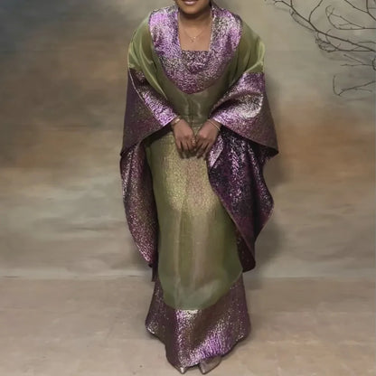 African Dresses for Women – Plus Size Loose Boubou Robe Outfit Suit