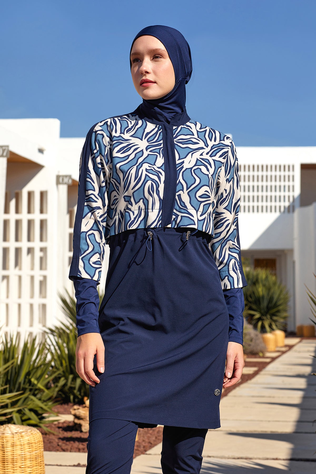 Elise Modest Full-Coverage Swim Set With Printed Top