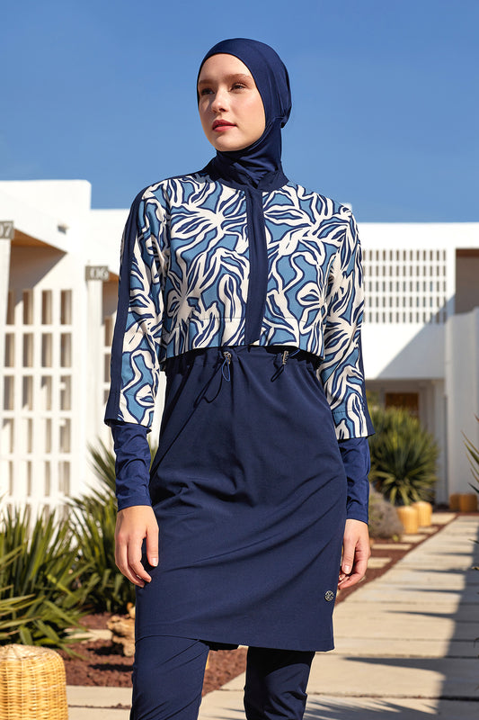 Elise Modest Full-Coverage Swim Set With Printed Top