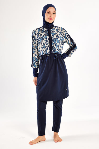 Elise Modest Full-Coverage Swim Set With Printed Top
