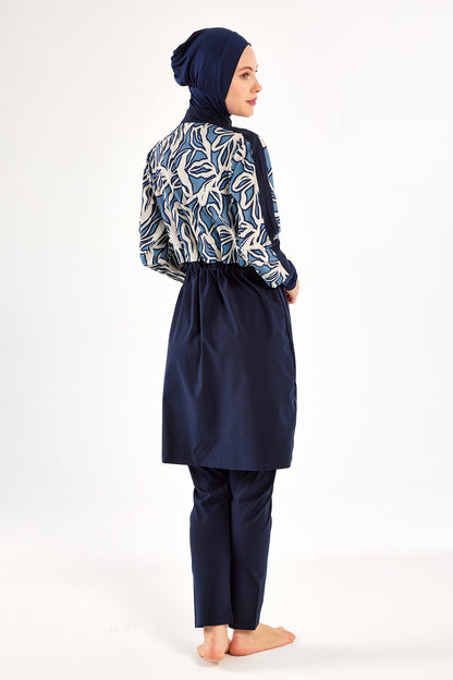 Elise Modest Full-Coverage Swim Set With Printed Top
