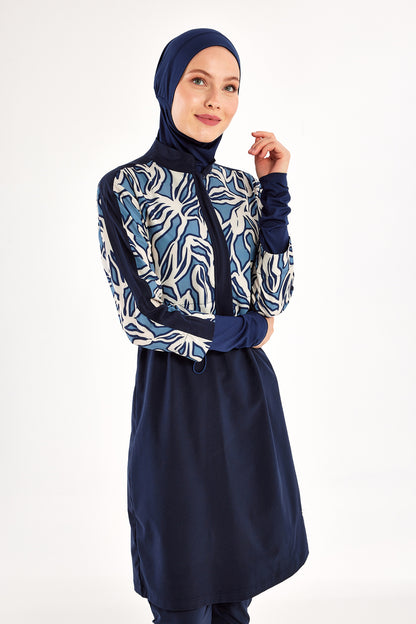 Elise Modest Full-Coverage Swim Set With Printed Top
