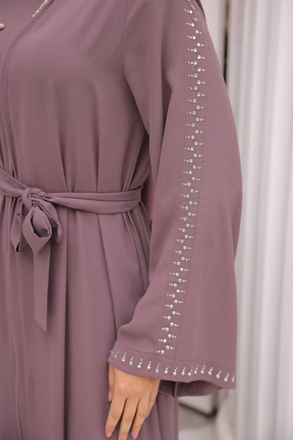 Solid Color Belted Abaya