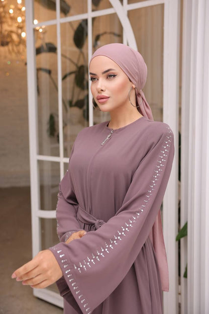 Solid Color Belted Abaya