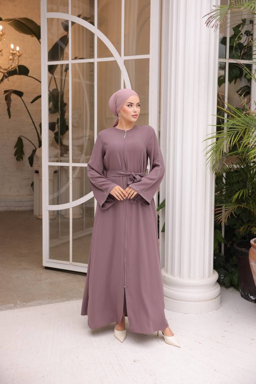 Solid Color Belted Abaya