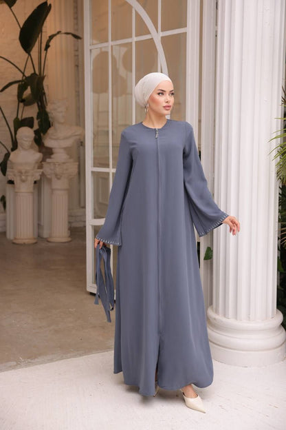 Solid Color Belted Abaya