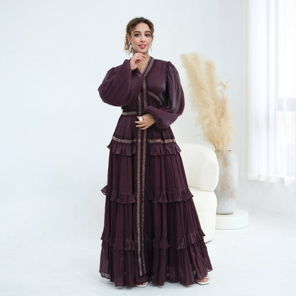 Double-Layered Elegant Sequined Abaya – Dubai Style