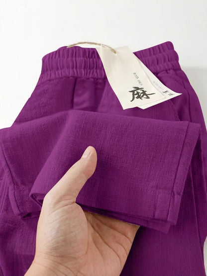 Pure Linen Wide-Leg Pants for Women 2026 Summer Straight Casual Long Pants Fashion Versatile Loose Thin Cotton.. Cotton Linen