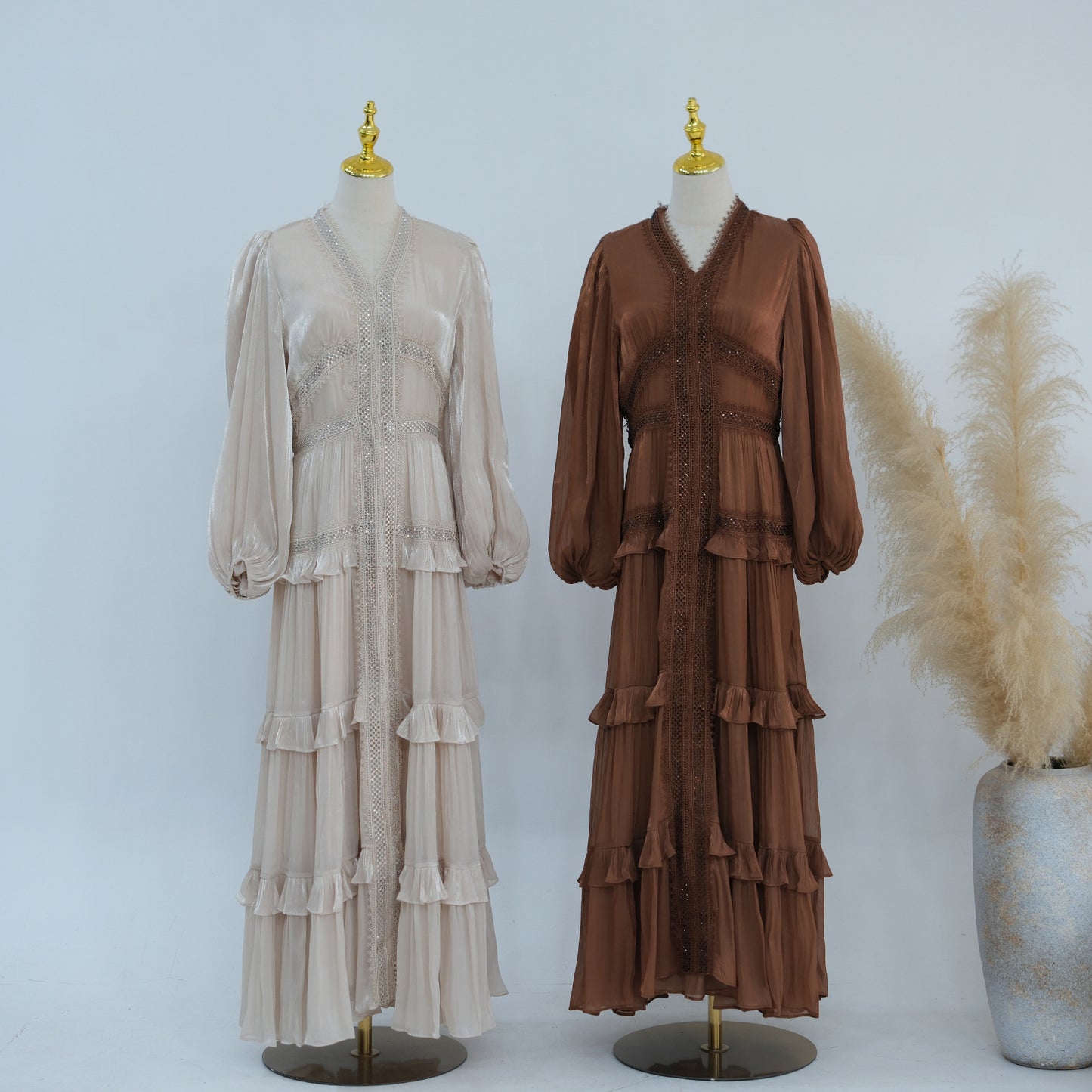 Double-Layered Elegant Sequined Abaya – Dubai Style