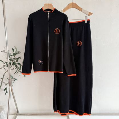 Elegant Two-Tone Knit  Set – Modest Chic Matching Outfit