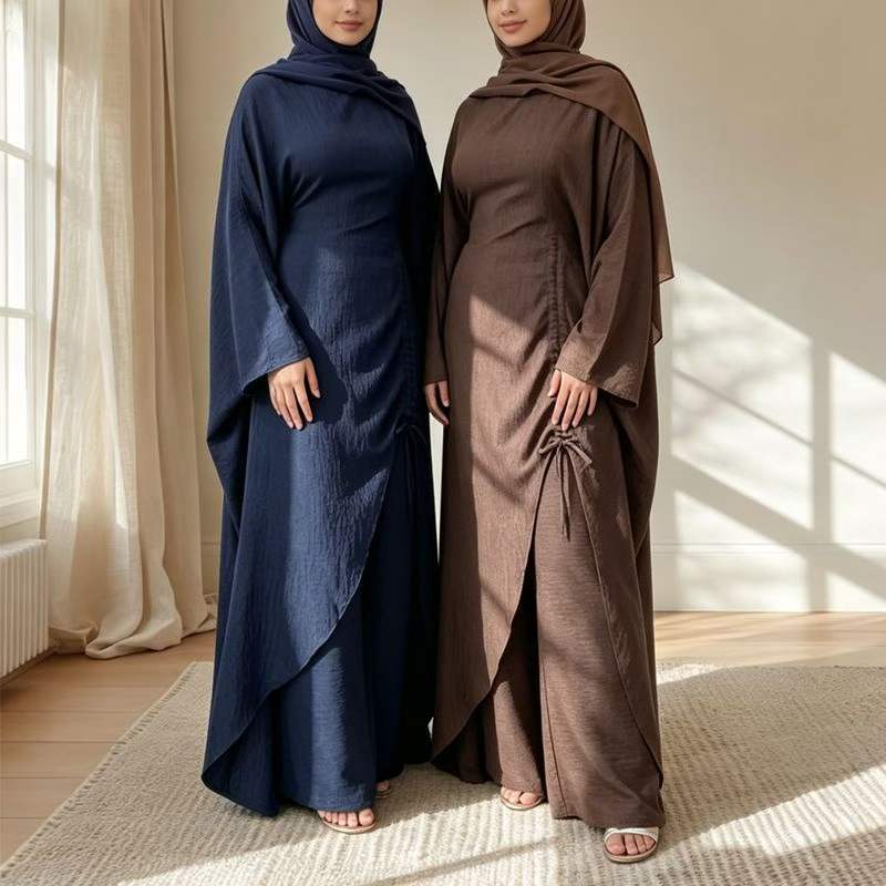 Modest 2 Piece Set for Women, Batwing Sleeve Top