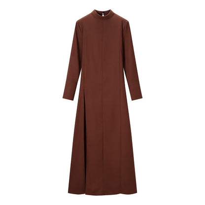 Women's Modest Maxi Abaya – Elegant Long Sleeve Muslim Dress in Black, Brown & Cream