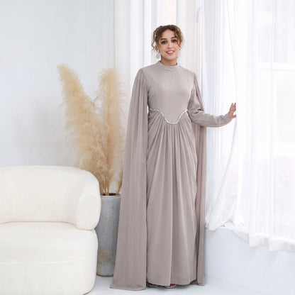 Elegant Rhinestone Abaya Dress for Women | Modest Long Sleeve Maxi Dress | High Neck Islamic Evening Gown | Muslim Party & Eid Dress
