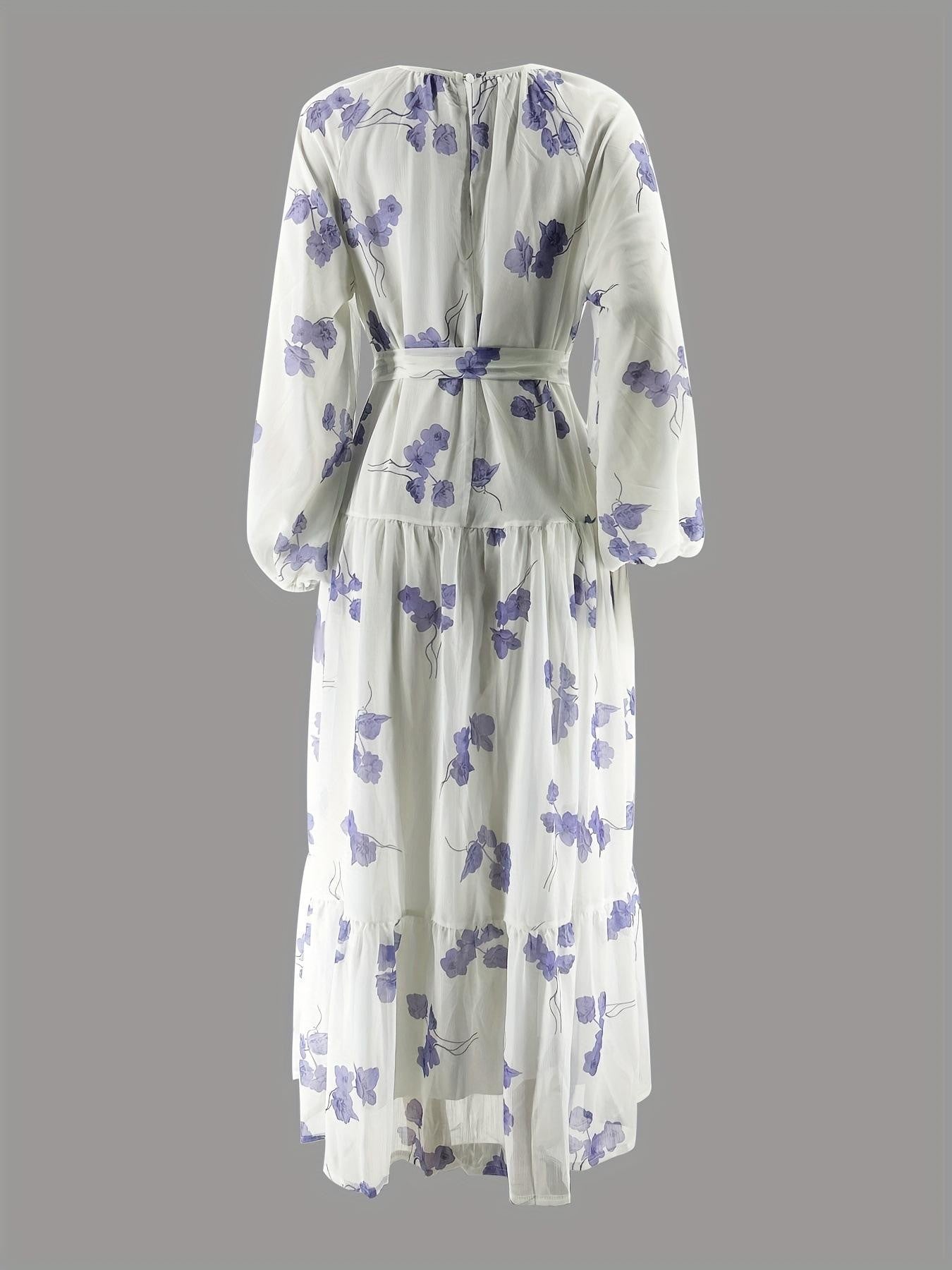 Elegant Floral Maxi Dress with Long Sleeves