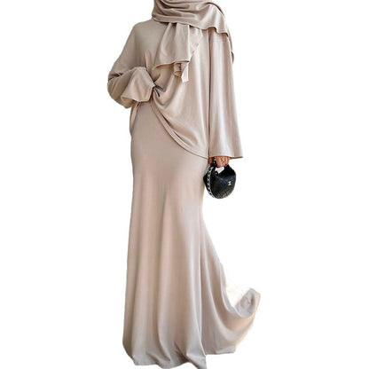 Long-Sleeve Skirt Long Dress Fashion Set.
