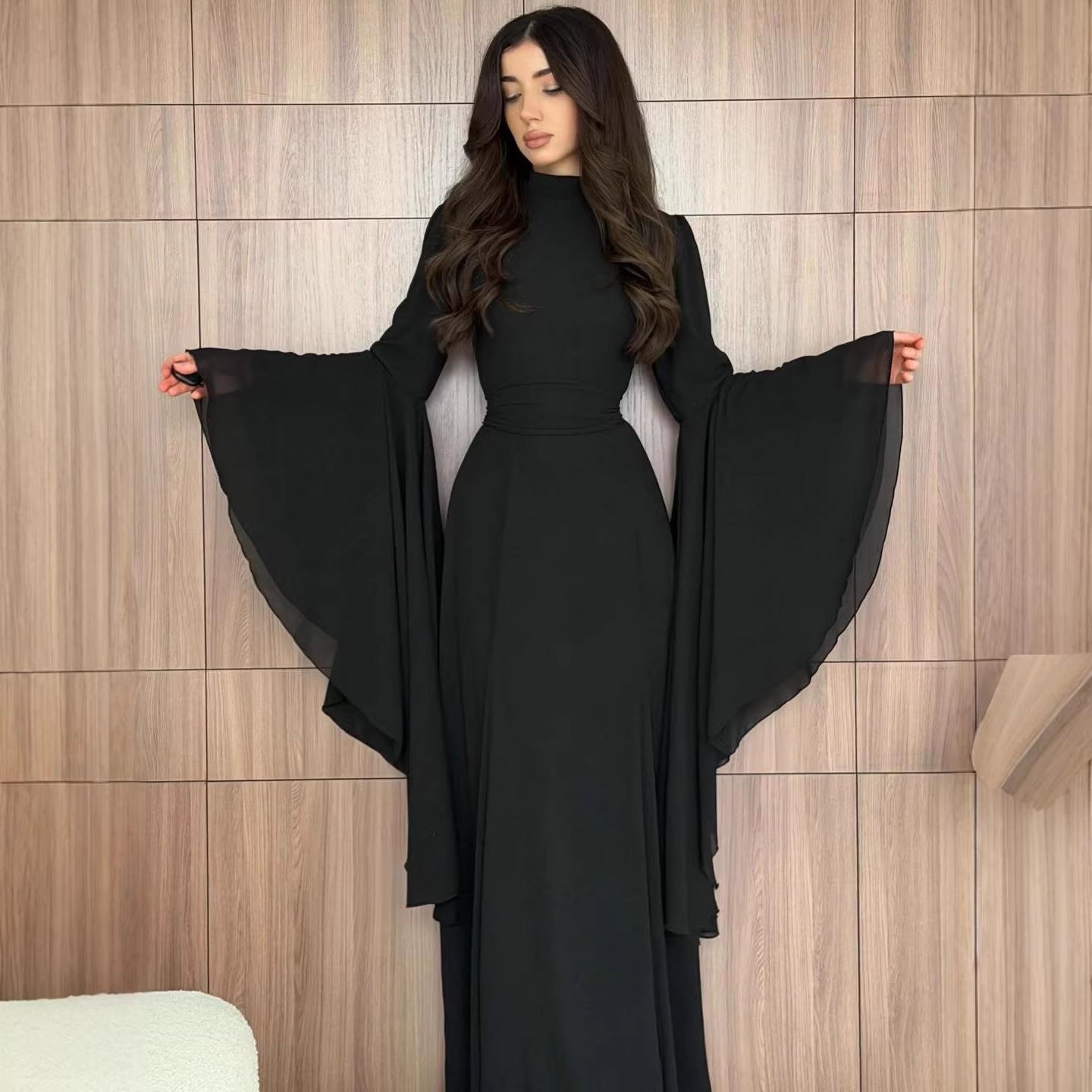 Elegant Butterfly Sleeve Abaya – Modest Maxi Dress for Women