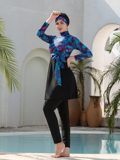 Stay confident and covered with this elegant modest swimwear