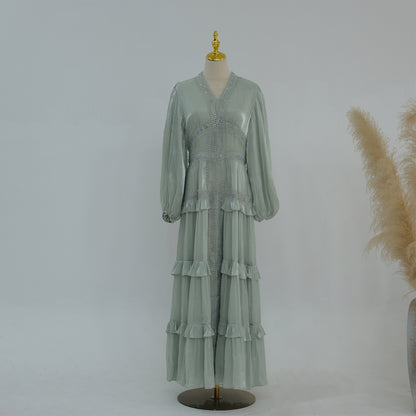 Double-Layered Elegant Sequined Abaya – Dubai Style