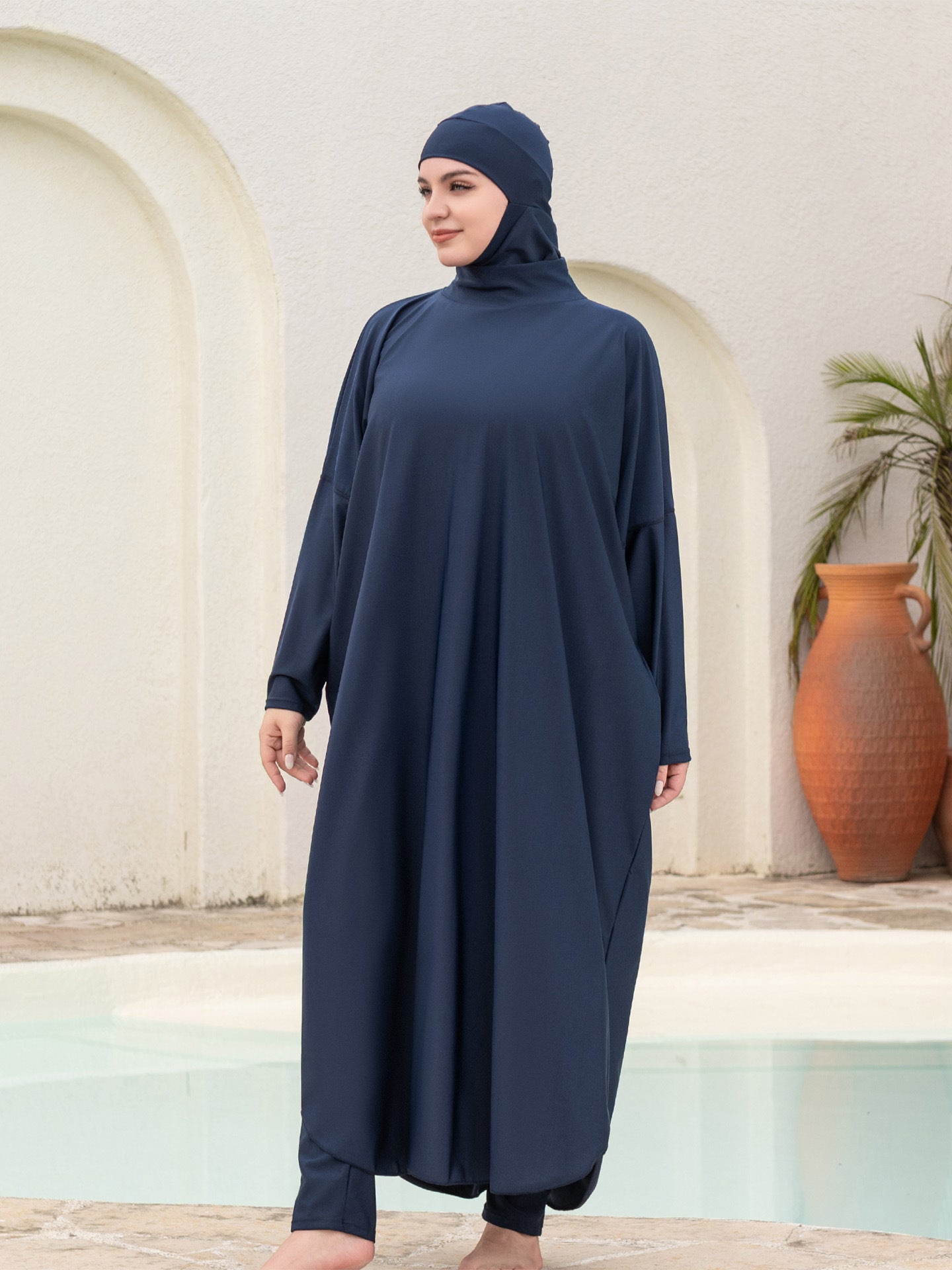 Stay confident and covered with this elegant modest swimwear
