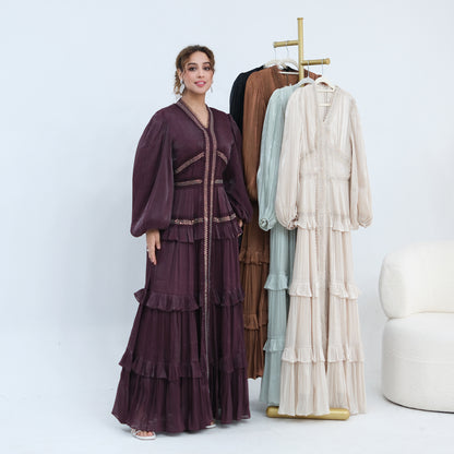 Double-Layered Elegant Sequined Abaya – Dubai Style