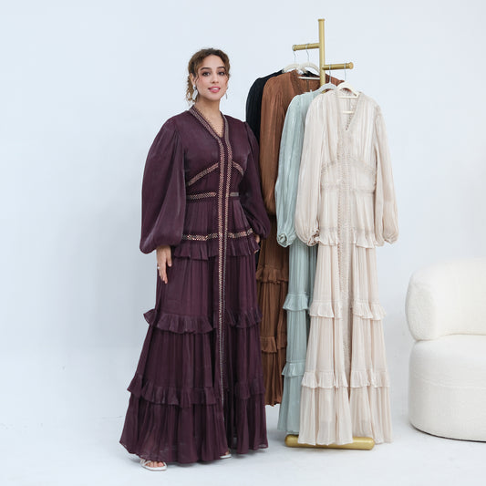 Double-Layered Elegant Sequined Abaya – Dubai Style
