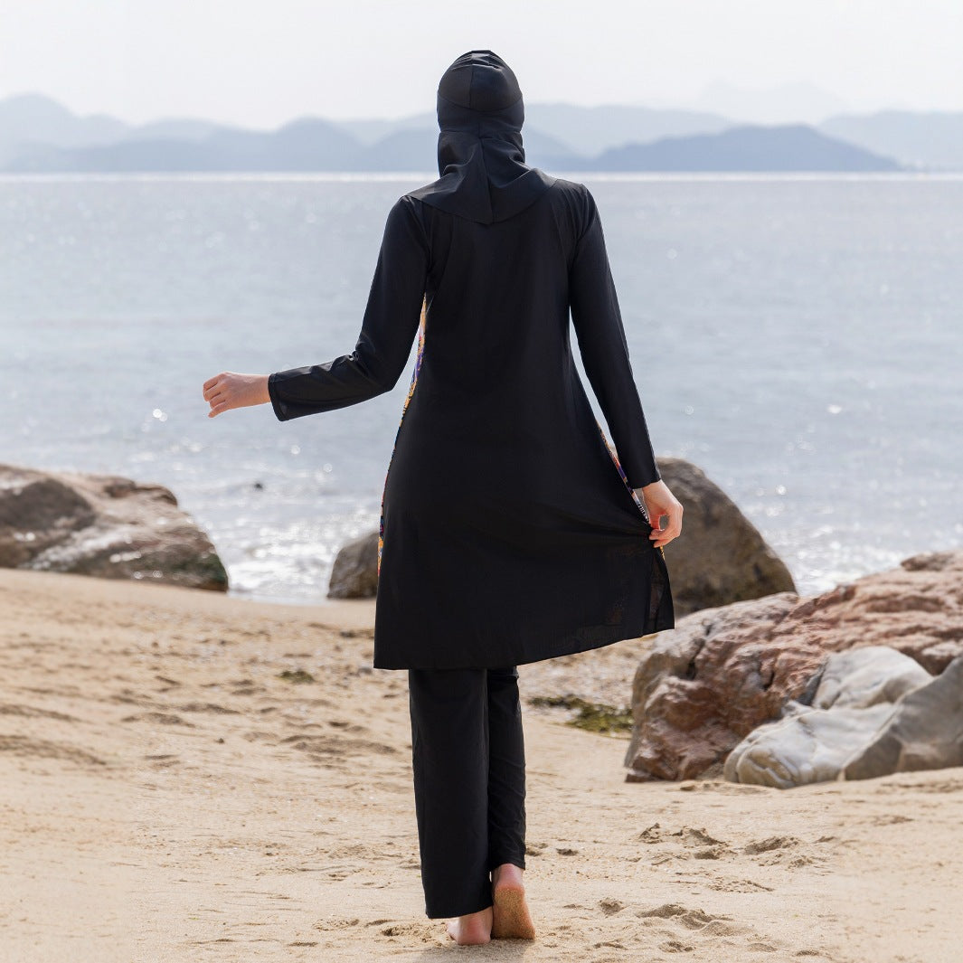 Stay confident and covered with this elegant modest swimwear