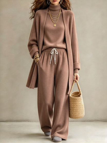 Women's Modest Two-Piece Lounge Set – Wide-Leg Trousers & Long-Sleeve Top