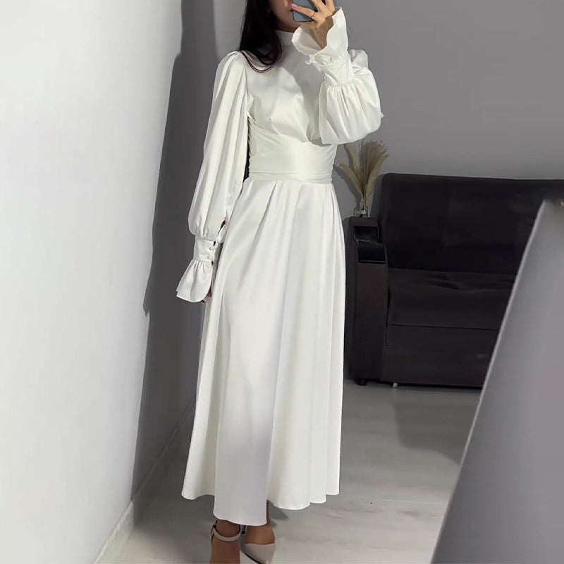 Women's High Waist Slim-fit Slimming Fashionable Elegant Solid Color dress