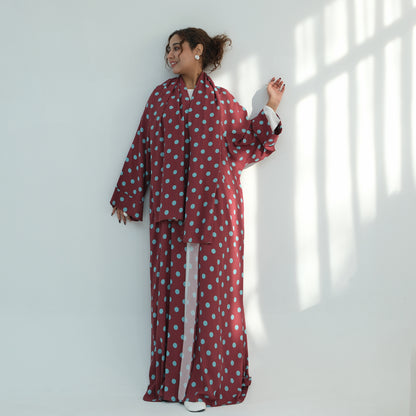 Elegant Polka Dot Abaya – Modest Maxi Dress