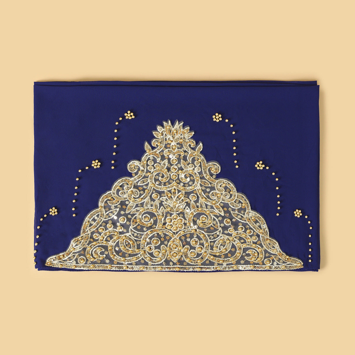 Luxury Embroidered Hijab with Pearl Details – Elegant Occasion Scarf