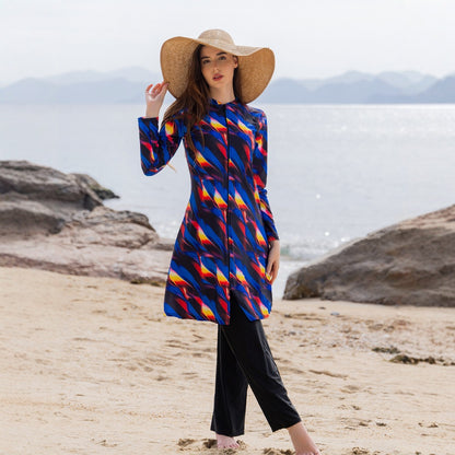 Stay confident and covered with this elegant modest swimwear