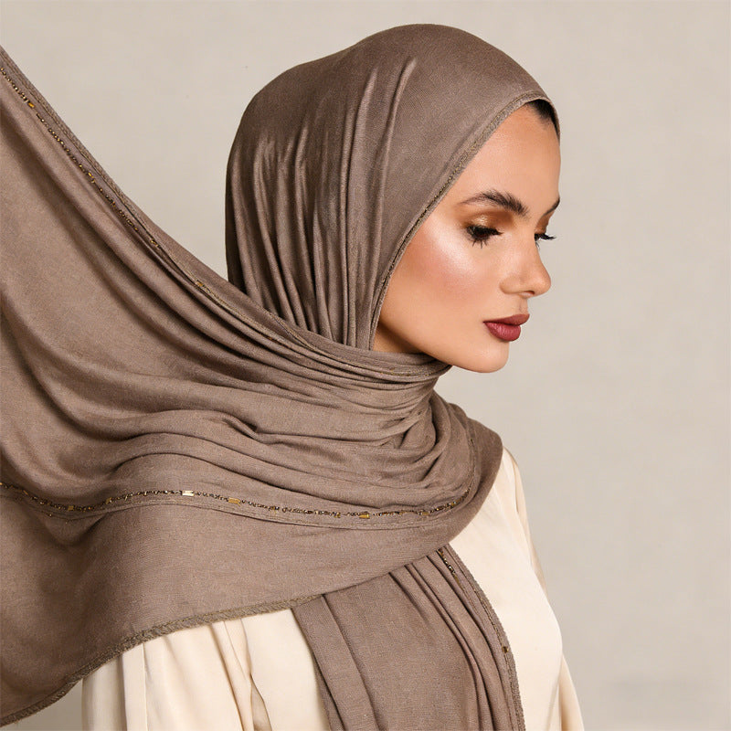 Soft Plain Hijab with Elegant Line Detail