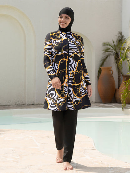 Stay confident and covered with this elegant modest swimwear