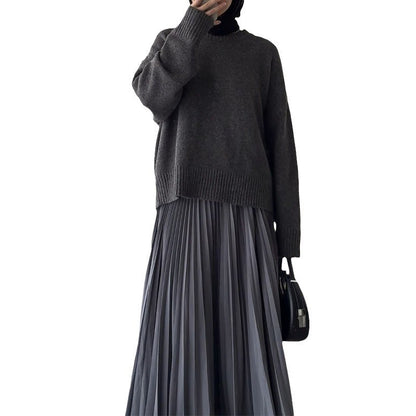 New Style Autumn Versatile Sweater and Pleated Skirt Set, Stylish and Versatile