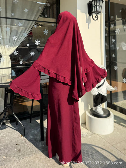 Layered Khimar Abaya Set – Elegant Modest Full Coverage Dress