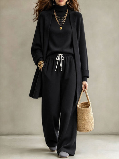 Women's Modest Two-Piece Lounge Set – Wide-Leg Trousers & Long-Sleeve Top