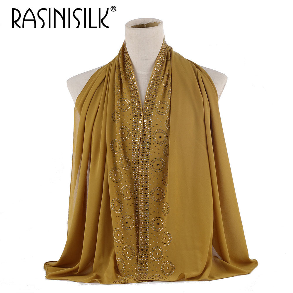 Elegant White Embroidered Chiffon Hijab – Luxury Modest Scarf