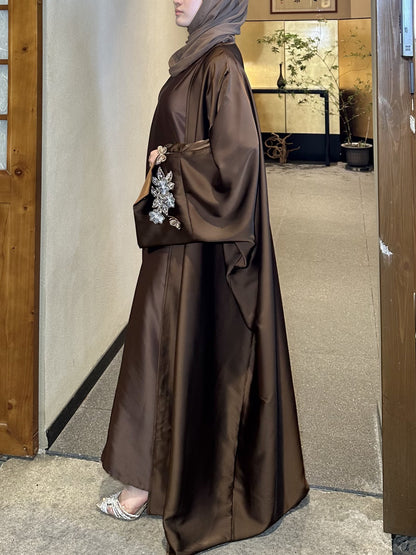 Elegant Embroidered Batwing Abaya – Luxury Modest Maxi Dress