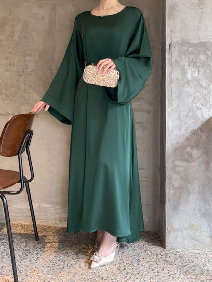Simple Long Loose Casual Dress with Round Neck for Women