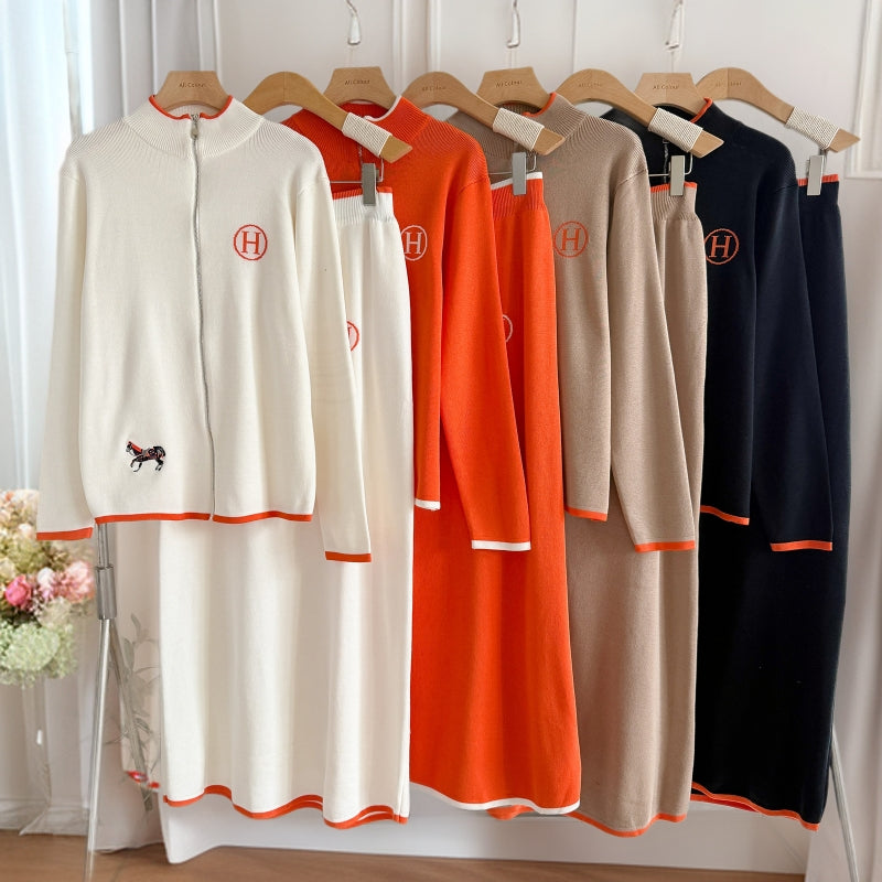 Elegant Two-Tone Knit  Set – Modest Chic Matching Outfit