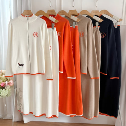 Elegant Two-Tone Knit  Set – Modest Chic Matching Outfit