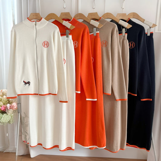 Elegant Two-Tone Knit  Set – Modest Chic Matching Outfit