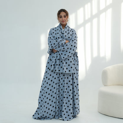 Elegant Polka Dot Abaya – Modest Maxi Dress