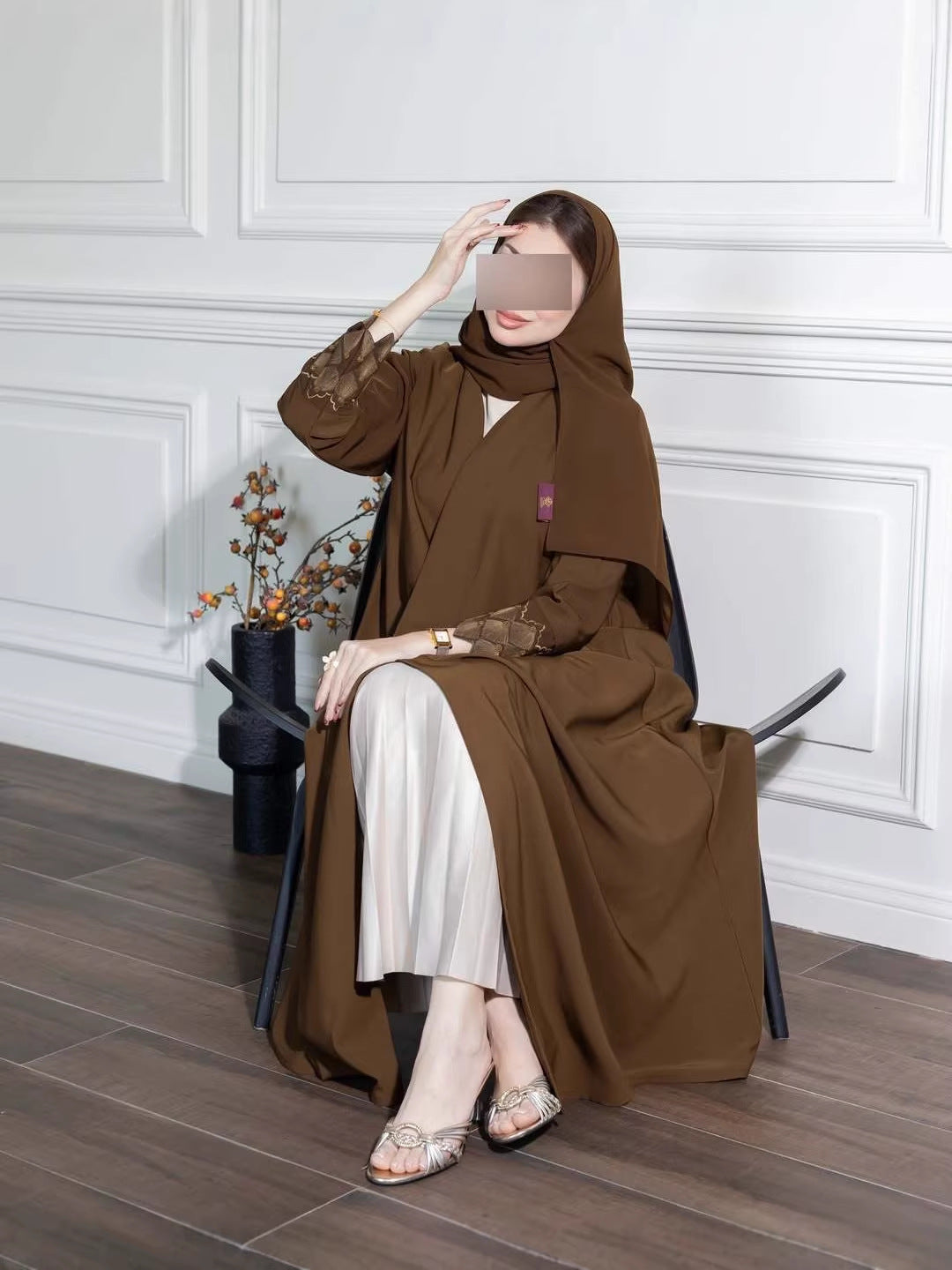 Elegant Drapey Long Robe Abaya – Modest Flowing Maxi Dress for Women