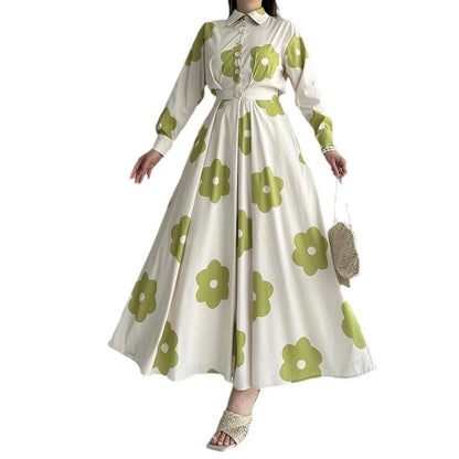Elegant Printed Shirt High Waist Slim-fit Skirt suit.